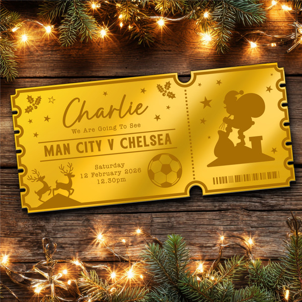 Gold Mirror Acrylic Golden Ticket Any Football Match Christmas Personalised