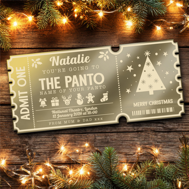 Gold Mirror Acrylic Golden Ticket Any Theatre Show Musical Christmas Custom