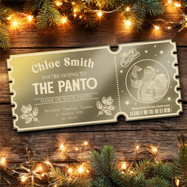 Gold Mirror Acrylic Golden Ticket Any Show Theatre Panto Santa Christmas Custom