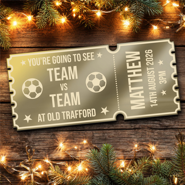 Gold Mirror Acrylic Golden Ticket Surprise Football Match Any Game Personalised