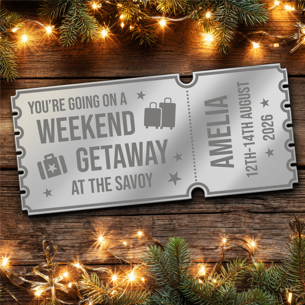 Green Mirror Acrylic Ticket Weekend Away Getaway Surprise Trip Break Custom
