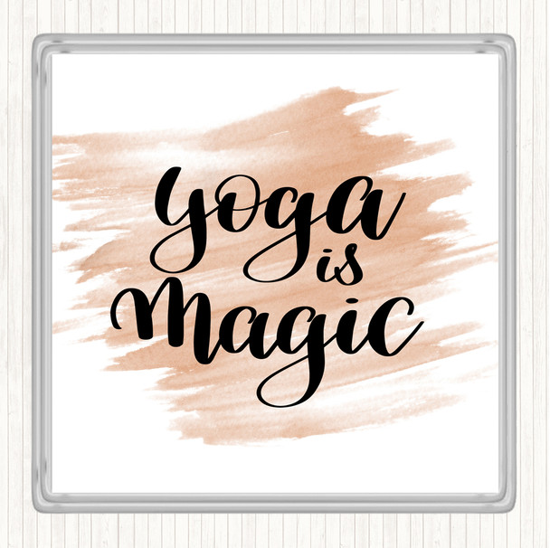 Watercolour Yoga Is Magic Quote Coaster