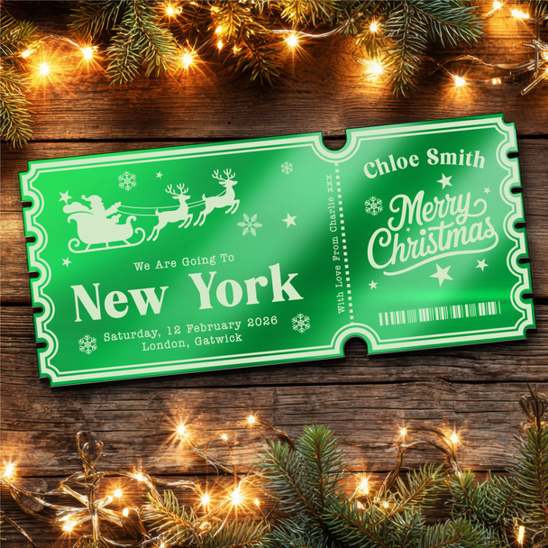 Green Mirror Acrylic Ticket Any Destination Christmas Surprise Holiday Custom
