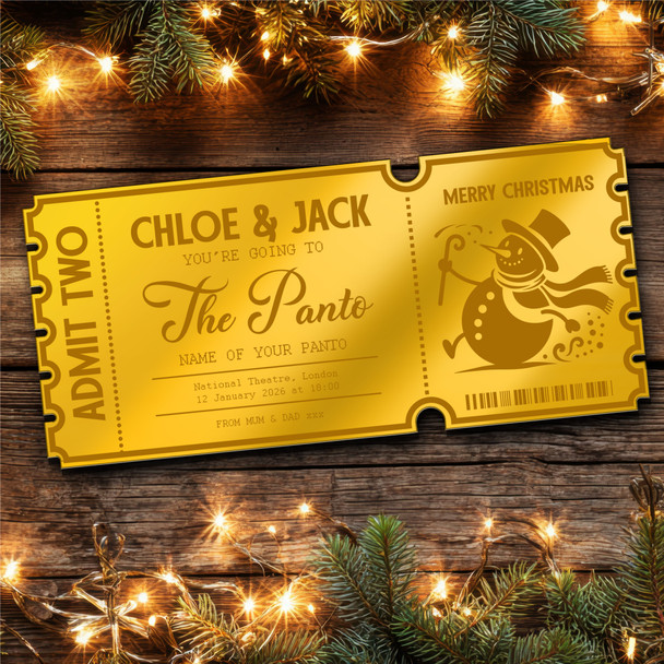 Green Mirror Acrylic Ticket Any Theatre Show Musical Panto Snowman Personalised