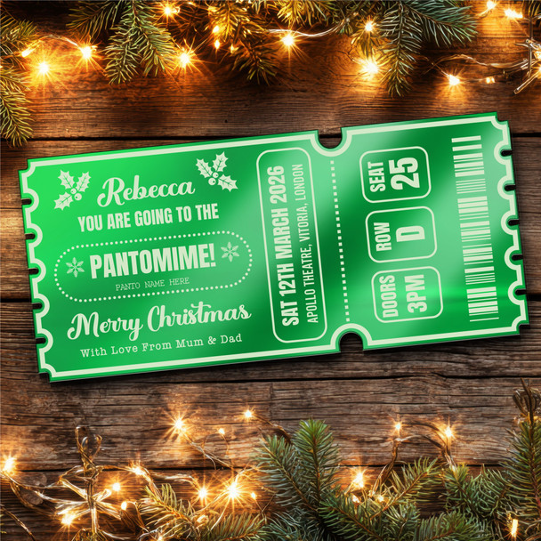 Green Mirror Acrylic Ticket Christmas Any Show Panto Theatre Musical Custom