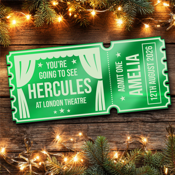 Green Mirror Acrylic Ticket Hercules Musical Theatre Show Personalised Any Text