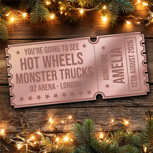 Green Mirror Acrylic Ticket Hot Wheels Monster Trucks Show Personalised Any Text