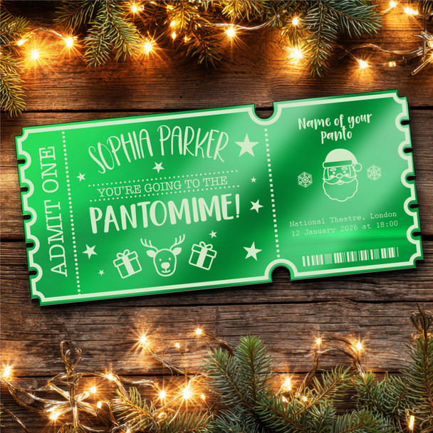 Green Mirror Acrylic Ticket Any Pantomime Santa Christmas Personalised Any Text Green Mirror Acrylic Ticket Any Pantomime Santa Christmas Personalised Any Text