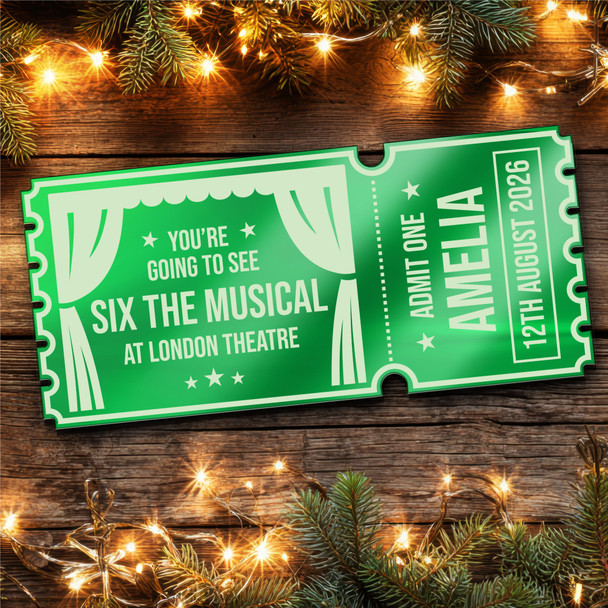 Green Mirror Acrylic Ticket Six The Musical Theatre Show Personalised Any Text Green Mirror Acrylic Ticket Six The Musical Theatre Show Personalised Any Text