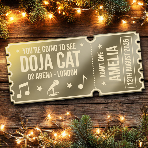 Pink Mirror Acrylic Ticket Doja Cat Concert Personalised Any Text Voucher