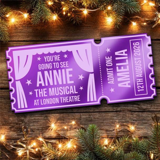 Purple Mirror Acrylic Ticket Annie The Musical Theatre Personalised Any Text