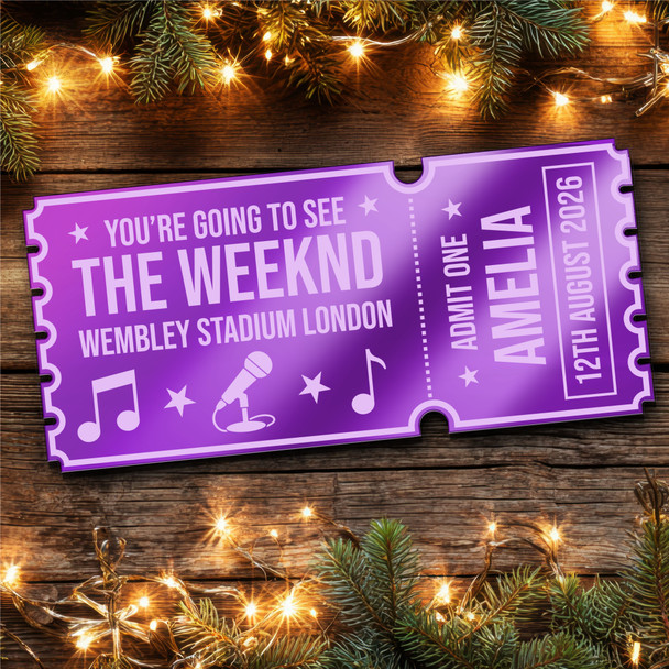Purple Mirror Acrylic Ticket The Weeknd Concert Personalised Any Text Voucher