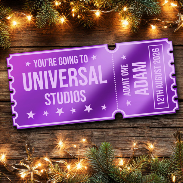 Purple Mirror Acrylic Ticket Universal Studios Theme Park Personalised Any Text