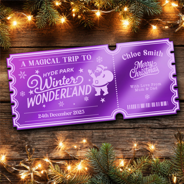 Purple Mirror Acrylic Ticket Christmas Surprise Day Out Winter Wonderland Custom