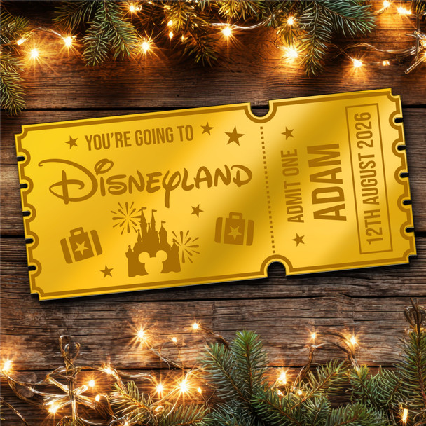 Purple Mirror Acrylic Ticket Surprise Disneyland Trip Personalised Any Text