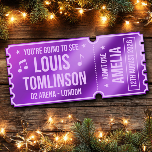 Purple Mirror Acrylic Ticket Louis Tomlinson Concert Personalised Any Text