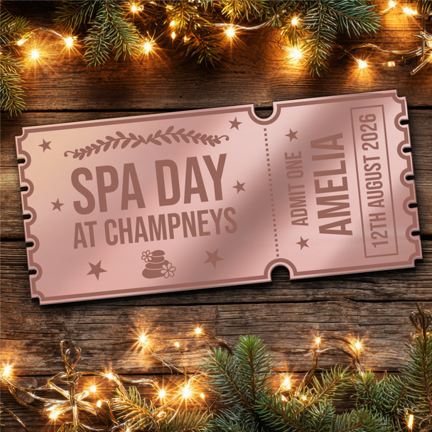 Purple Mirror Acrylic Ticket Spa Day Personalised Any Text Voucher