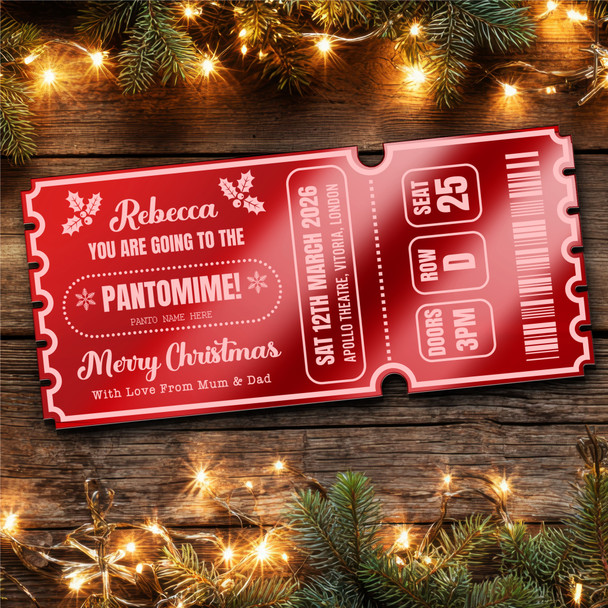 Red Mirror Acrylic Ticket Christmas Any Show Panto Theatre Musical Personalised Red Mirror Acrylic Ticket Christmas Any Show Panto Theatre Musical Personalised
