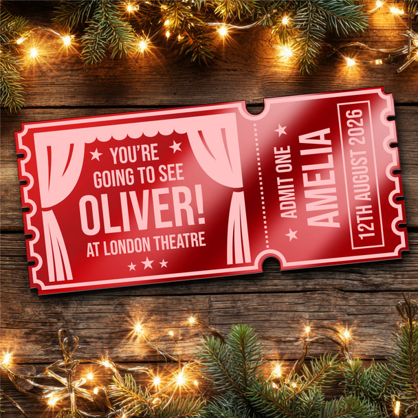 Red Mirror Acrylic Ticket Oliver The Musical Theatre Show Personalised Any Text
