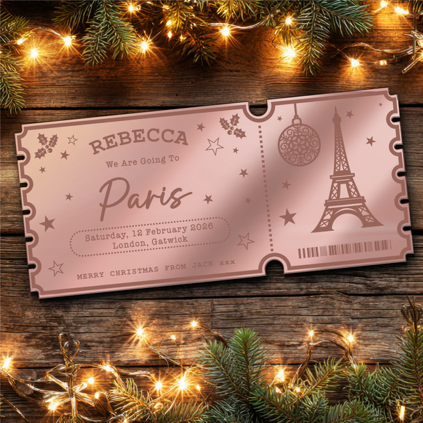 Red Mirror Acrylic Ticket Paris Break Trip Christmas Personalised Any Text