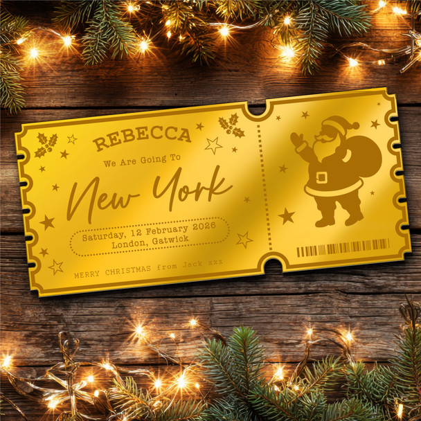 Rose Gold Mirror Acrylic Ticket Any Destination Surprise Holiday Christmas