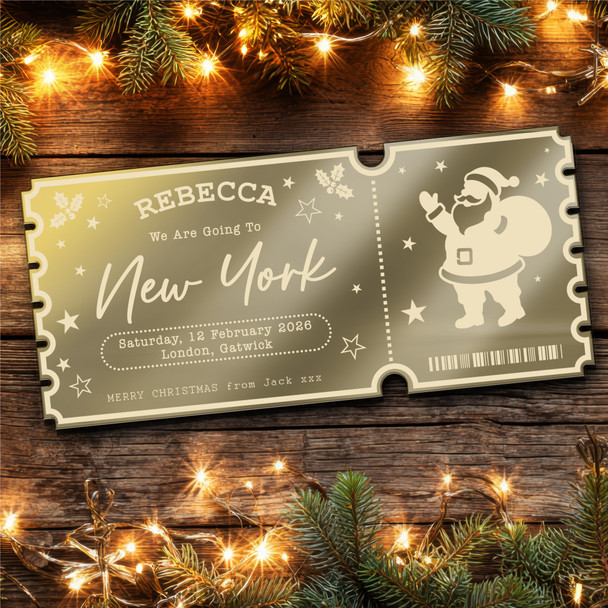 Rose Gold Mirror Acrylic Ticket Any Destination Surprise Holiday Christmas