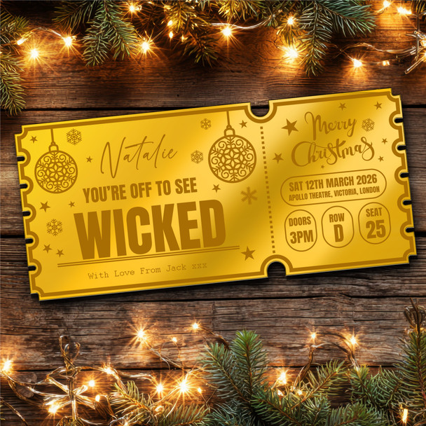 Rose Gold Mirror Acrylic Ticket Any Show Theatre Musical Christmas Personalised