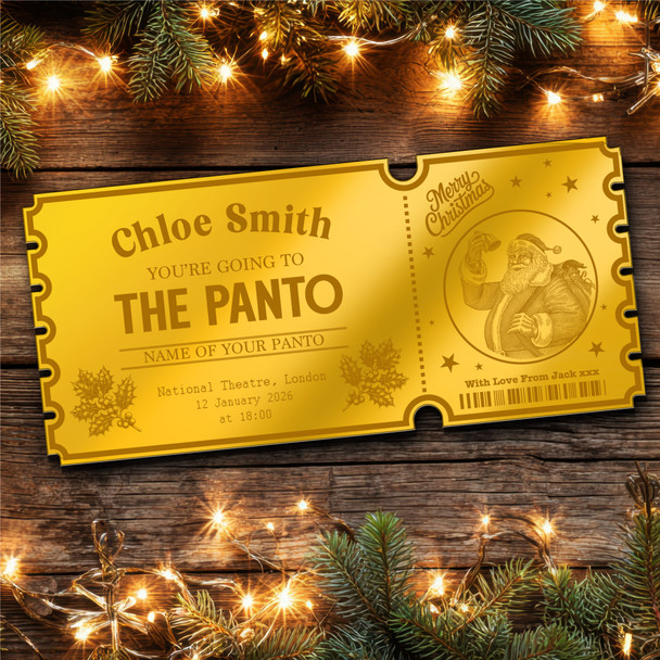 Rose Gold Mirror Acrylic Ticket Any Show Theatre Panto Santa Christmas Custom