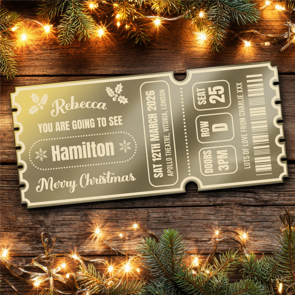Rose Gold Mirror Acrylic Ticket Christmas Any Show Theatre Musical Panto Custom
