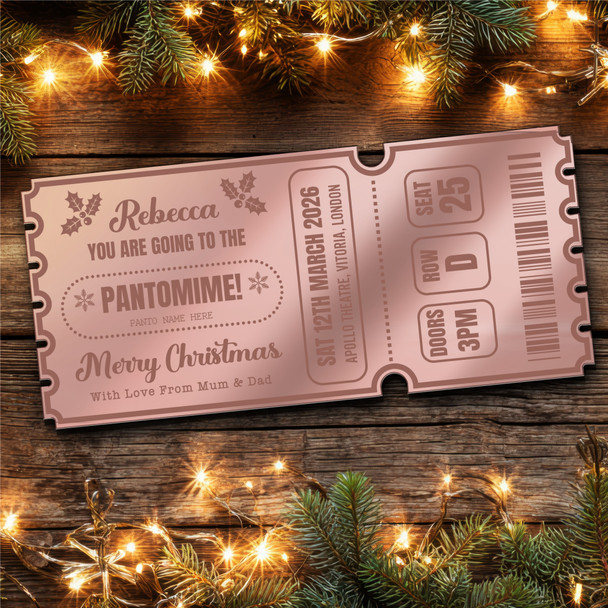 Rose Gold Mirror Acrylic Ticket Christmas Any Show Panto Theatre Musical Custom
