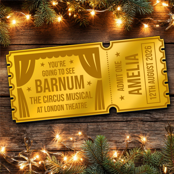 Rose Gold Mirror Acrylic Ticket Barnum The Circus Musical Theatre Show Custom