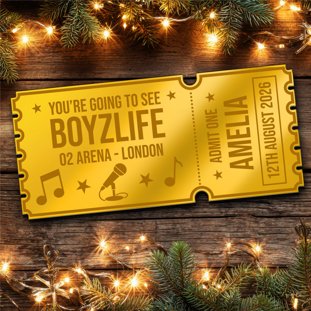Rose Gold Mirror Acrylic Ticket Boyzlife Band Concert Personalised Any Text