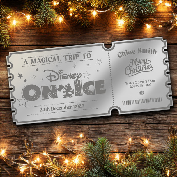Rose Gold Mirror Acrylic Ticket Disney On Ice Show Personalised Any Text Voucher
