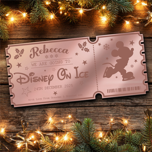 Rose Gold Mirror Acrylic Ticket Show Disney On Ice Personalised Any Text Voucher