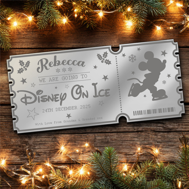 Rose Gold Mirror Acrylic Ticket Show Disney On Ice Personalised Any Text Voucher