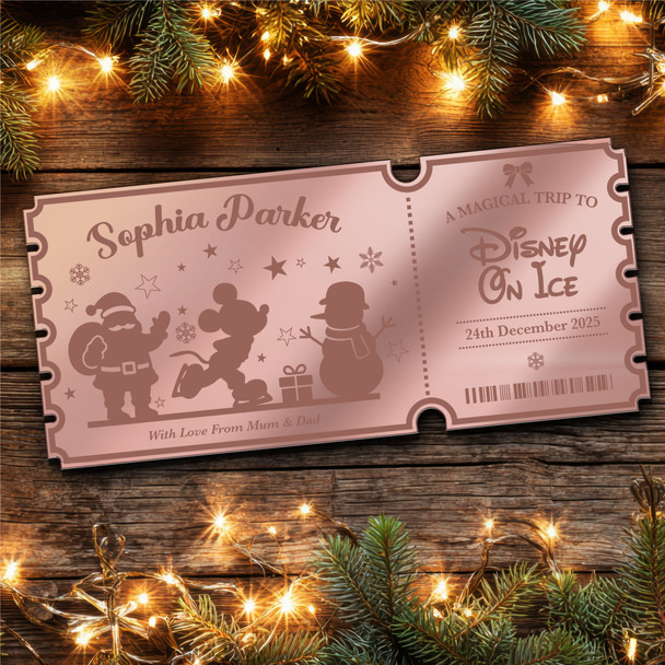 Rose Gold Mirror Acrylic Ticket Disney On Ice Personalised Any Text Voucher