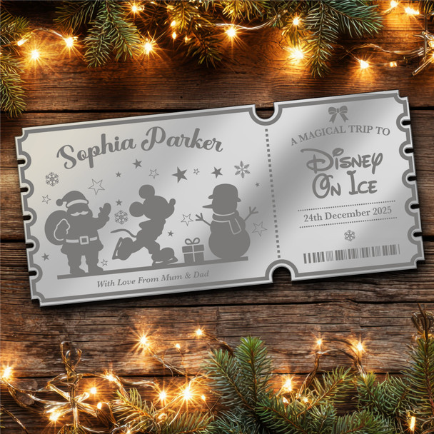 Rose Gold Mirror Acrylic Ticket Disney On Ice Personalised Any Text Voucher