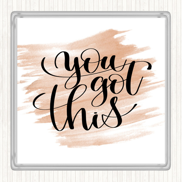 Watercolour You Got This Swirl Quote Coaster