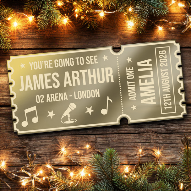Rose Gold Mirror Acrylic Ticket James Arthur Concert Personalised Any Text