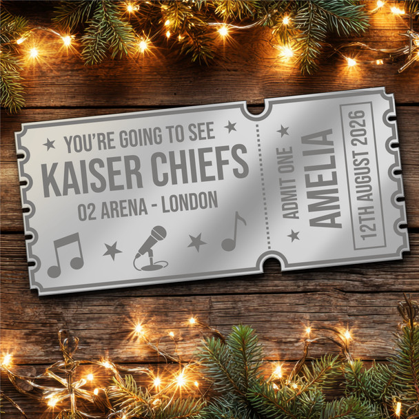 Rose Gold Mirror Acrylic Ticket Kaiser Chiefs Concert Personalised Any Text