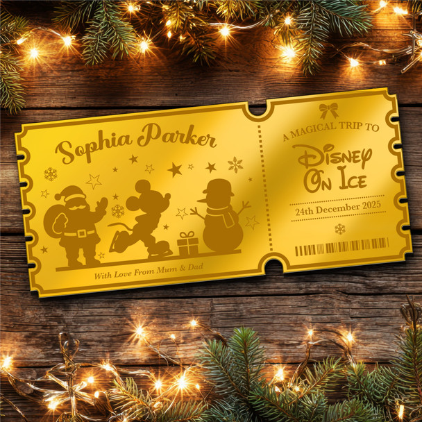 Silver Mirror Acrylic Ticket Disney On Ice Personalised Any Text Voucher