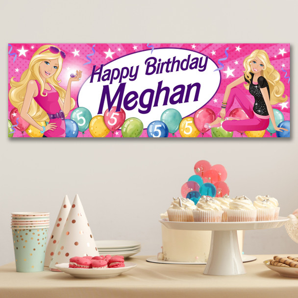Personalised Party Banner For Kids Birthday Barbie