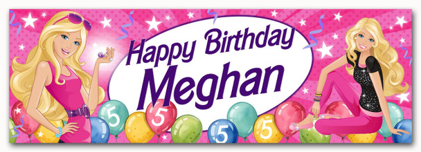 Personalised Party Banner For Kids Birthday Barbie