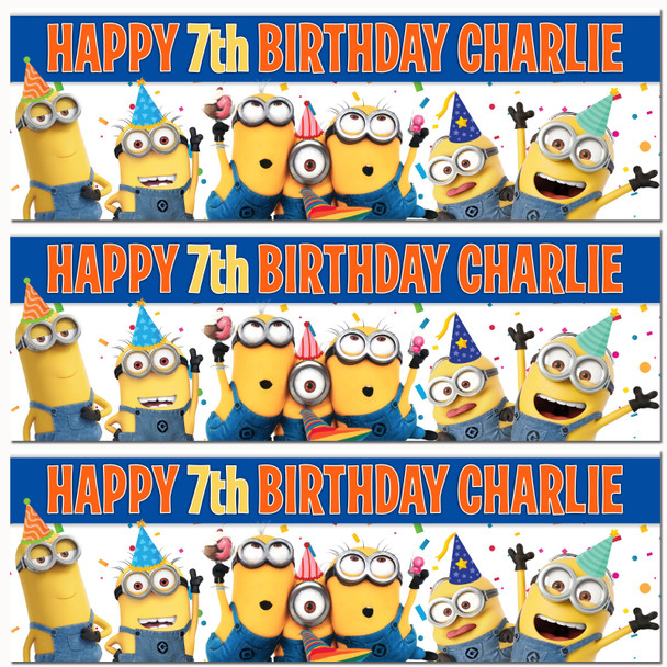 Personalised Party Banner For Kids Birthday Minions