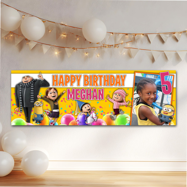 Personalised Party Banner For Kids Birthday Despicable Me Minions Photo