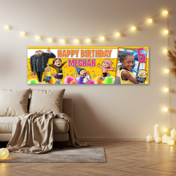 Personalised Party Banner For Kids Birthday Despicable Me Minions Photo