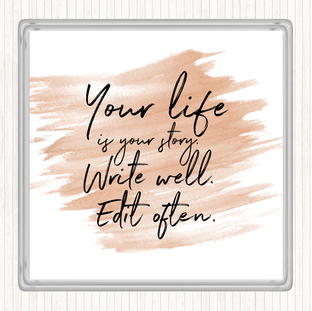 Watercolour Your Life Quote Coaster