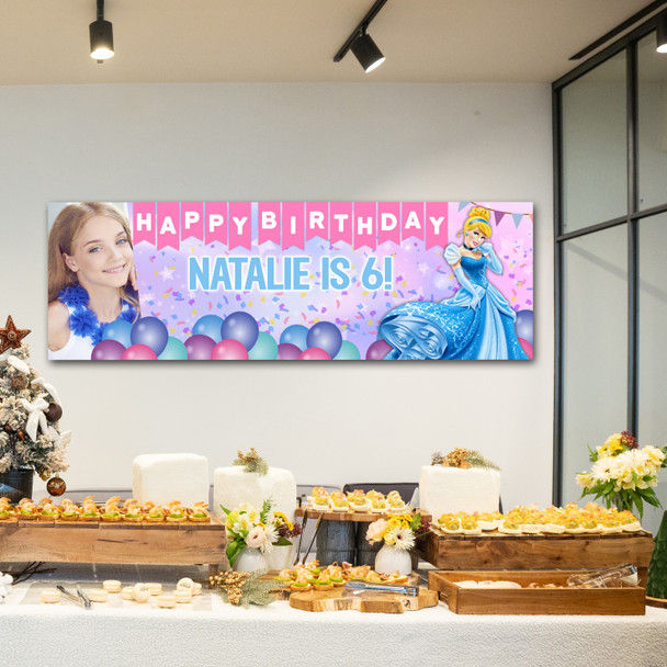Personalised Party Banner For Kids Birthday Disney Princess Cinderella