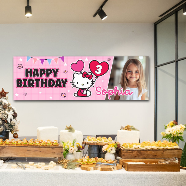 Personalised Party Banner For Kids Birthday Hello Kitty Photo