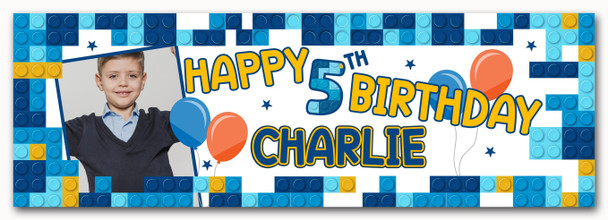 Personalised Party Banner For Kids Birthday Kids Birthday Lego Toy Bricks Photo